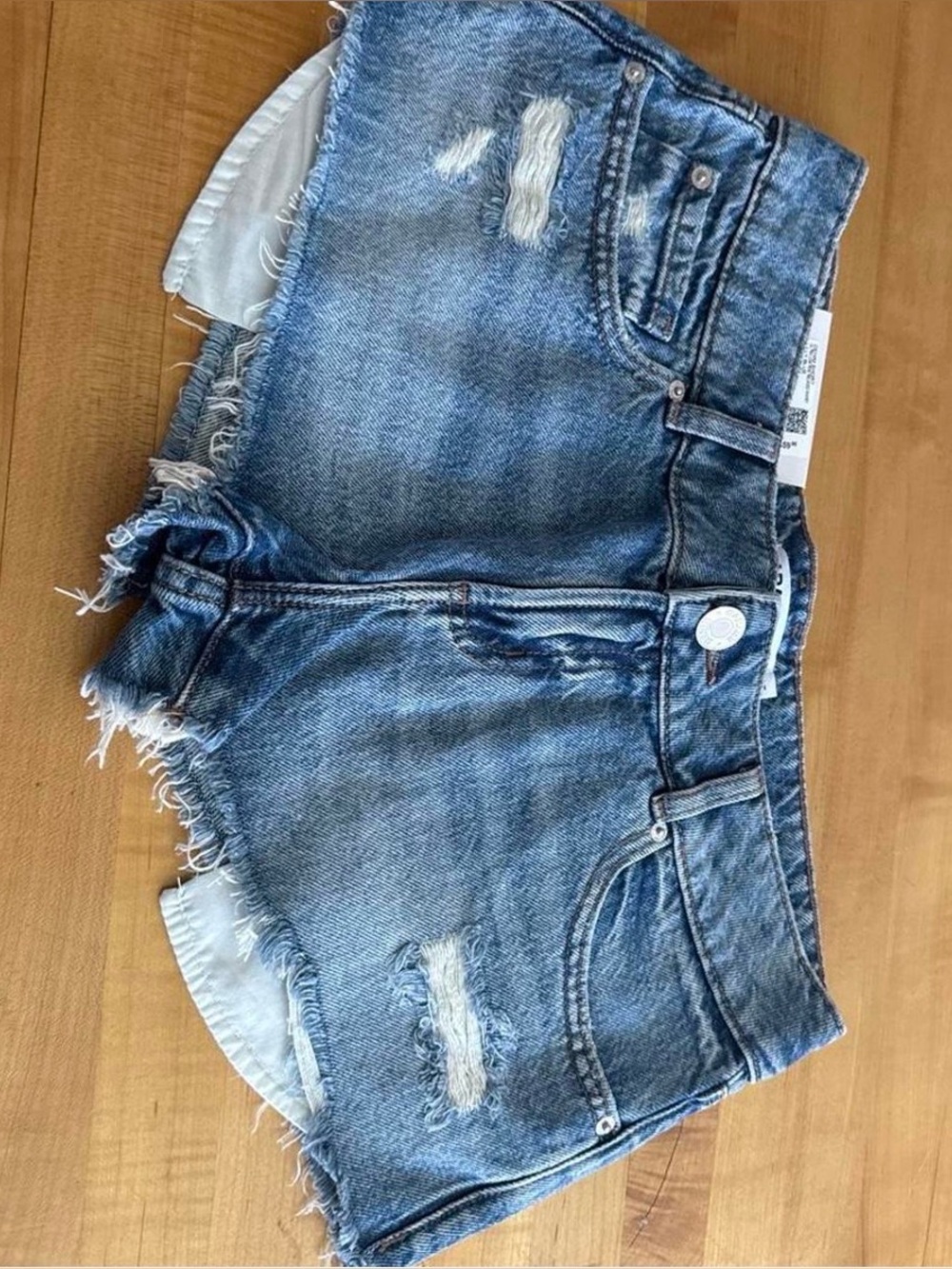 garage ultra low rise denim shorts